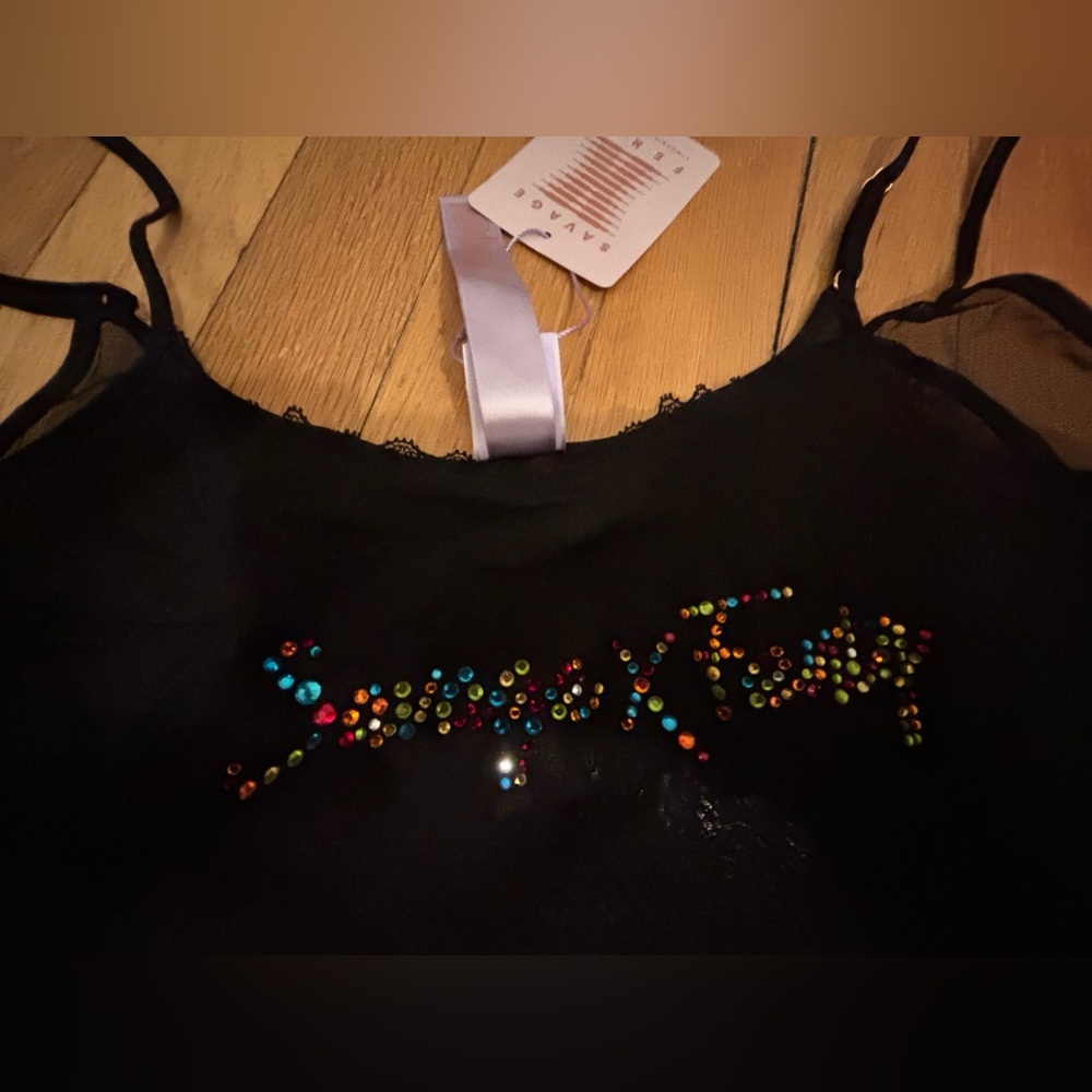 Savage x Fenty Carnival Mesh Cami Women’s Size M Gem Logo Mesh Rainbow